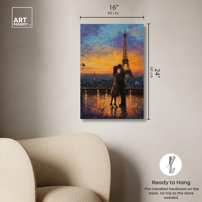 Eiffel Tower Romance Canvas by Art Remedy, Gallery Wrapped