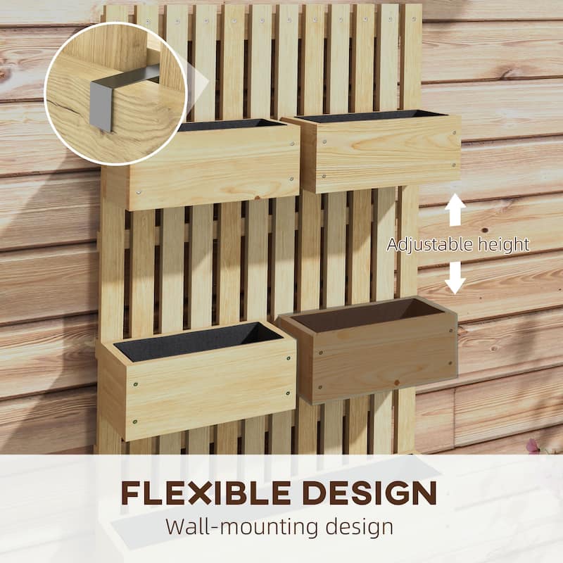 5 Box Raised Garden Bed with Trellis, 39" Tall Wall-Mounted Wood Planter Box Set with Adjustable Height,Drainage Hole