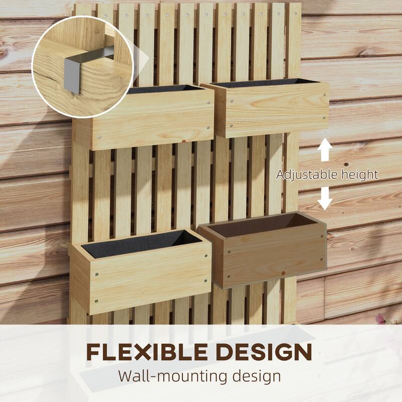 Wooden Raised Garden Bed Planter with Trellis Adjustable Self-Draining