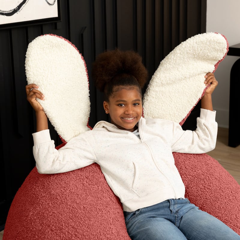 Raven-Symoné Home HopSeat Bunny - Oval Shaped Large Bean Bag Chair with Ears, Ultra Soft Shearling