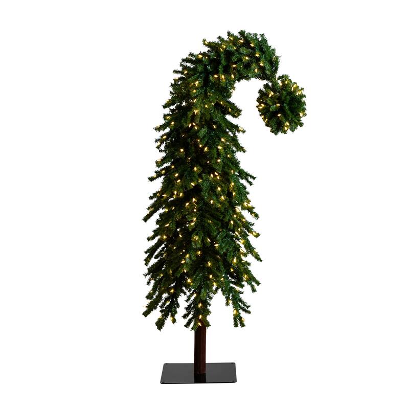 Pre-Lit Santa's Hat Artificial Pine Christmas Tree - 7’ - Warm White LED Lights - 7 Foot