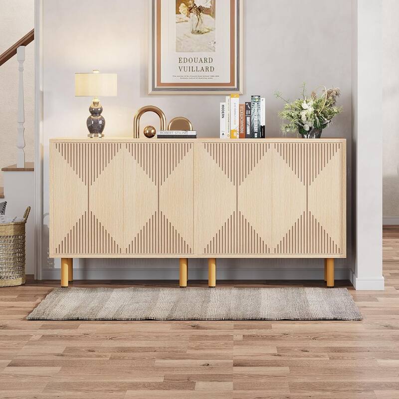 Modern Natural Storage Cabinet Set for Living Room