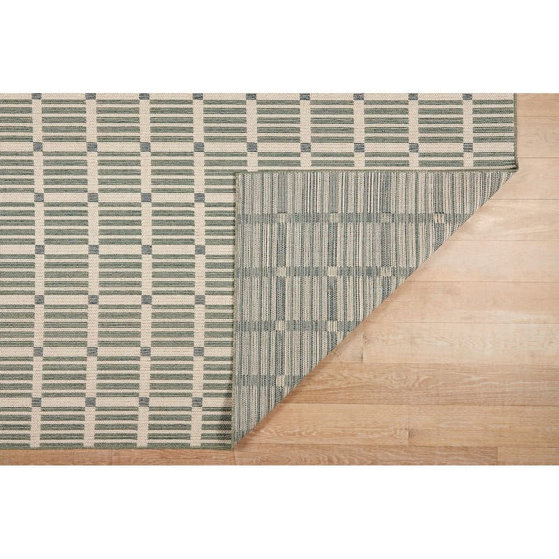 Terra by Obeetee Canyon Grid Green Rug - 3'3" x 5'