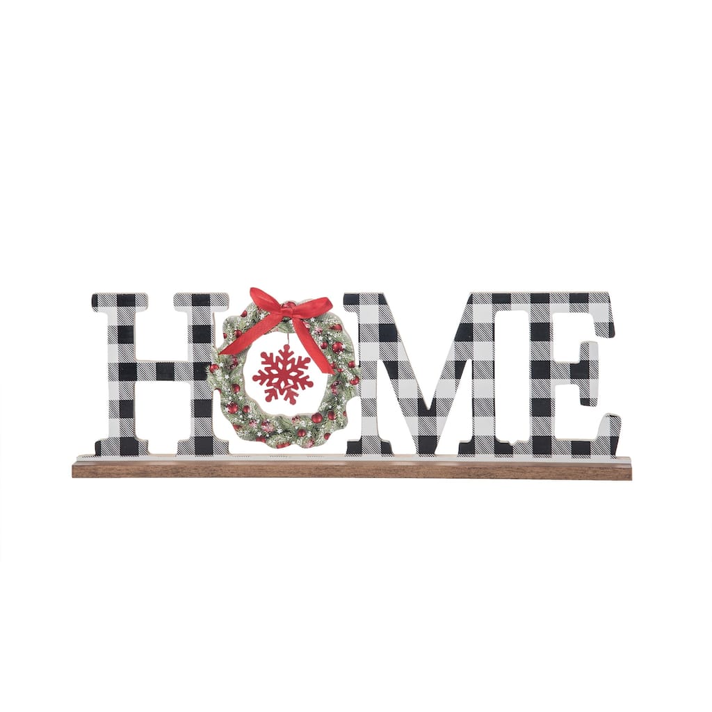 Transpac Wood 15.87 in. Multicolored Christmas Wreathed Home Decor