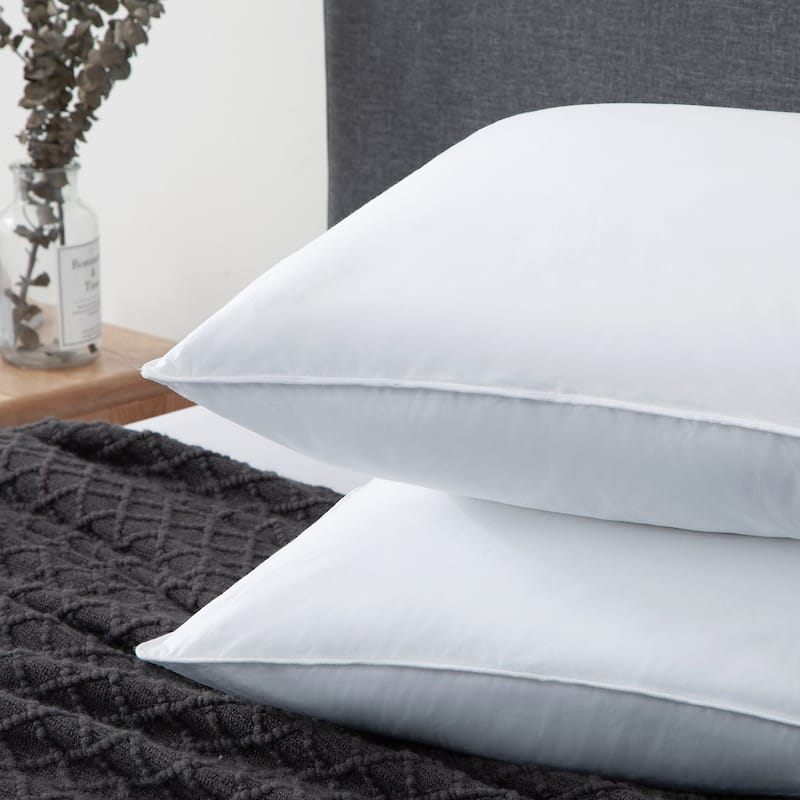 2 Pack White Goose Feather Down Bed Pillow