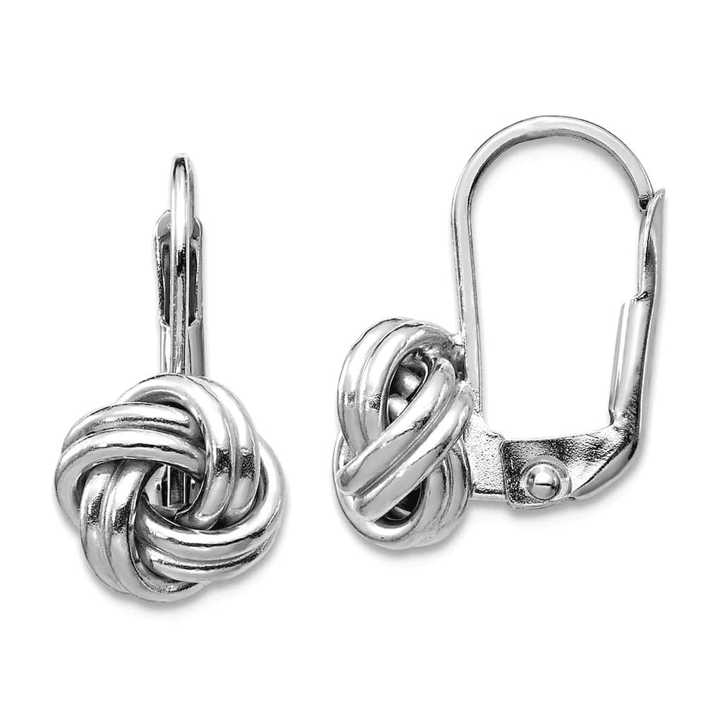 Curata 14k Yellow or White Gold 17x9mm Double Row Loveknot Leverback Earrings