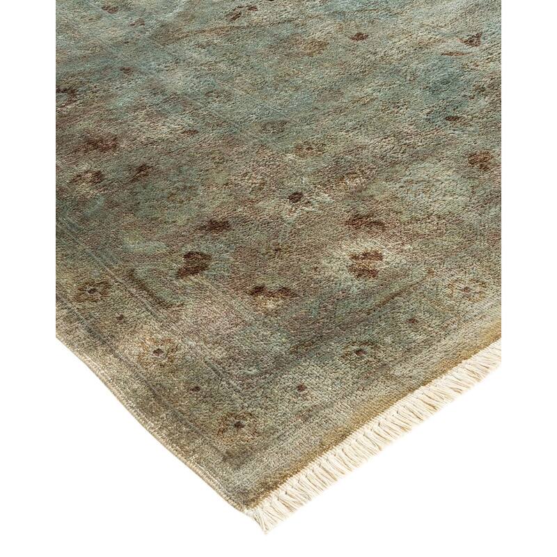 Overton Hand Knotted Wool Vintage Inspired Modern Contemporary Overdyed Blue Area Rug - 6' 0" x 8' 9"