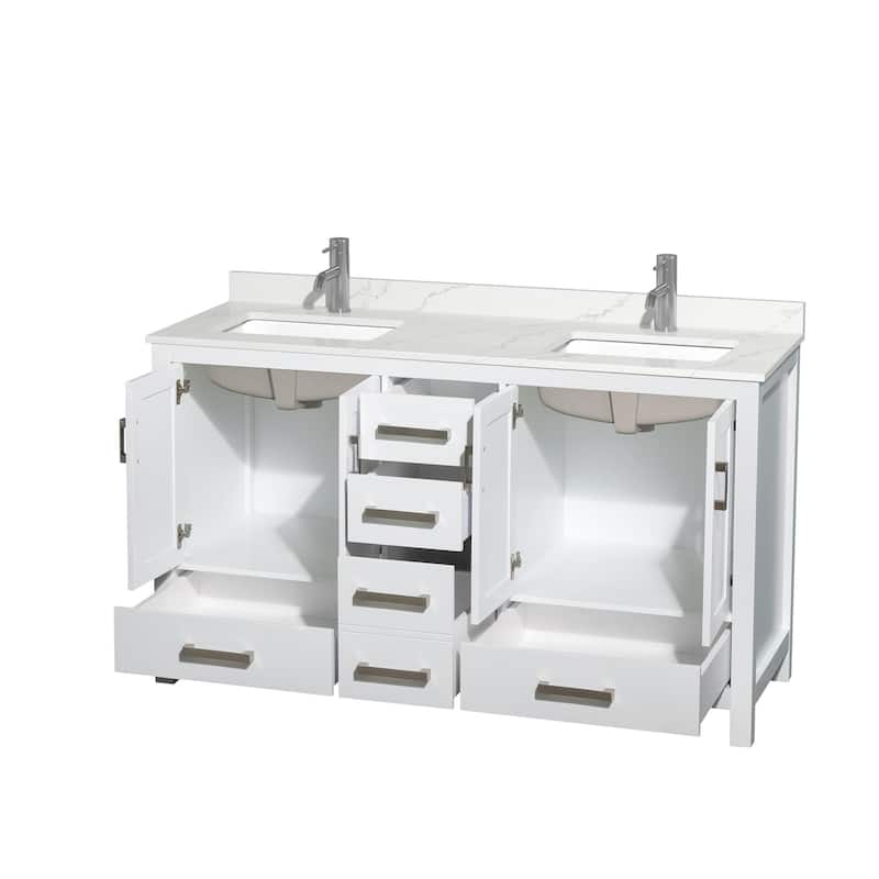 Sheffield 60-inch Double Vanity, Single Hole Quartz Top