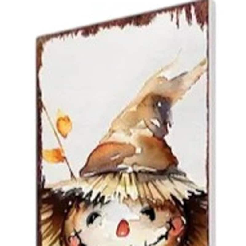 HomeRoots 42" White Yellow And Brown Solid Wood Scarecrow Garden Stake