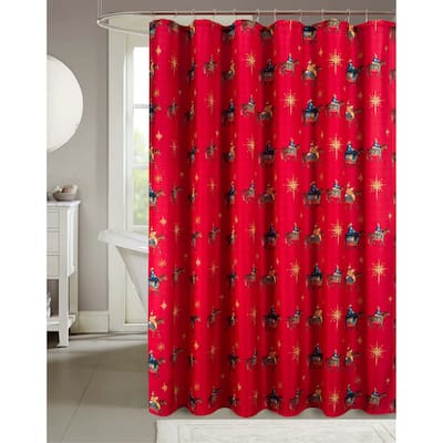 Christmas Three Kings Slub Shower Curtain