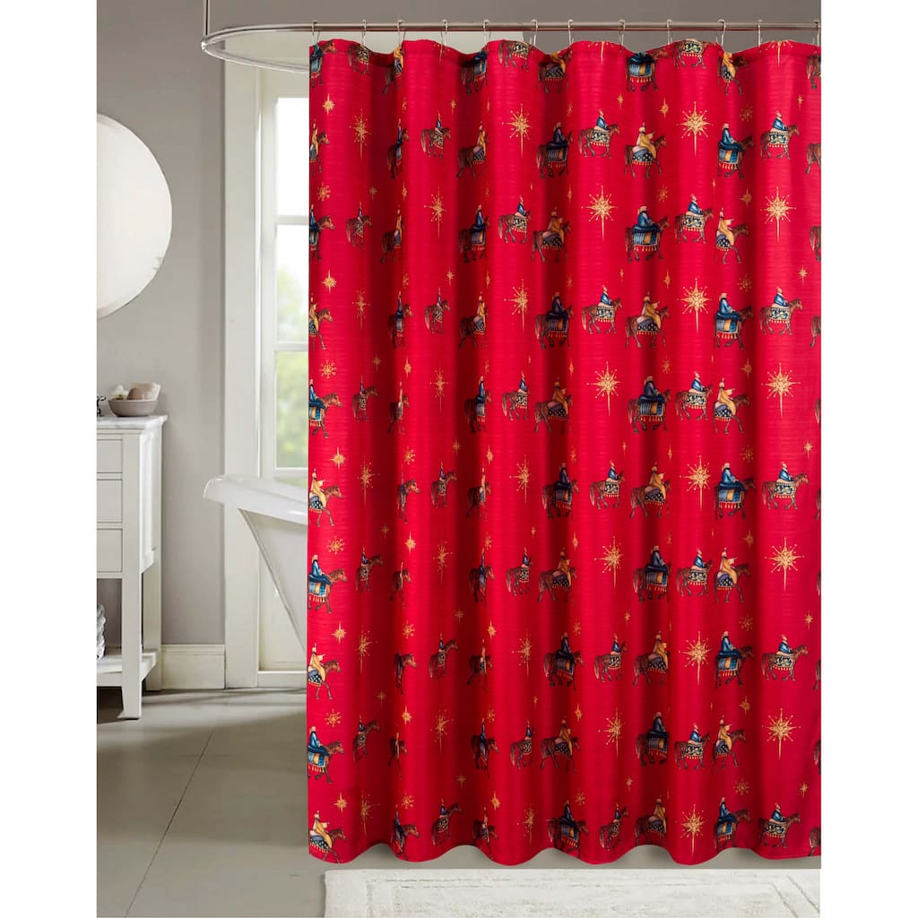 Christmas Three Kings Slub Shower Curtain