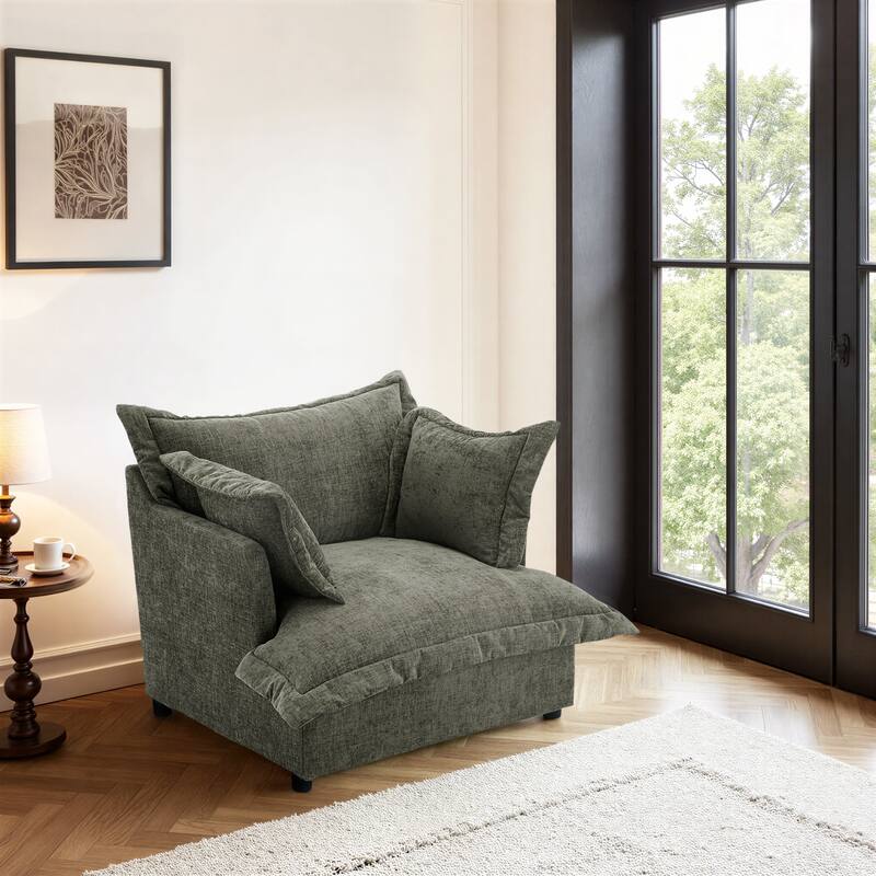 39"W Oversized Upholstered Chenille Comfy Cloud Accent Armchair