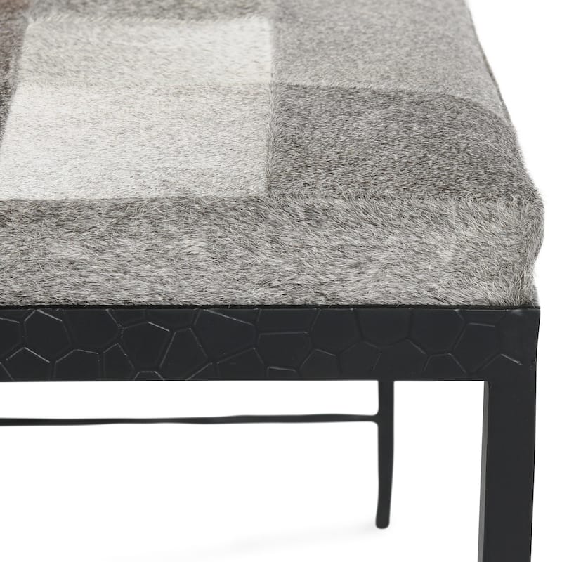 Classic Home Achen Leather Hide Ottoman Bench