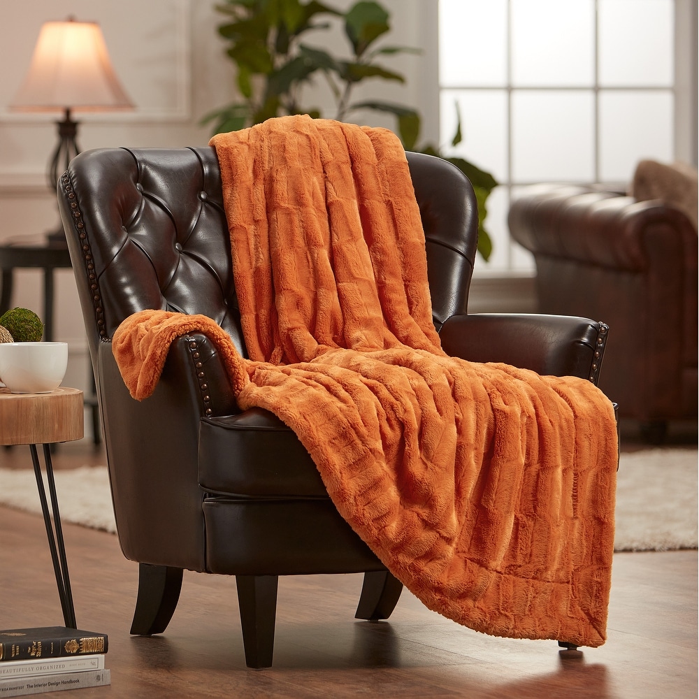 Orange fur throw sale