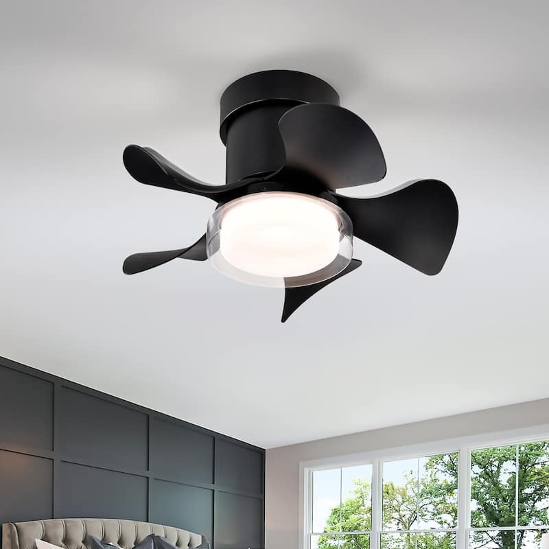 21 inch Flush Mount Ceiling Fan with Light and Remote Control, 6 Speed Reversible DC Motor, LED Ceiling Fan Lighting - Matt Black