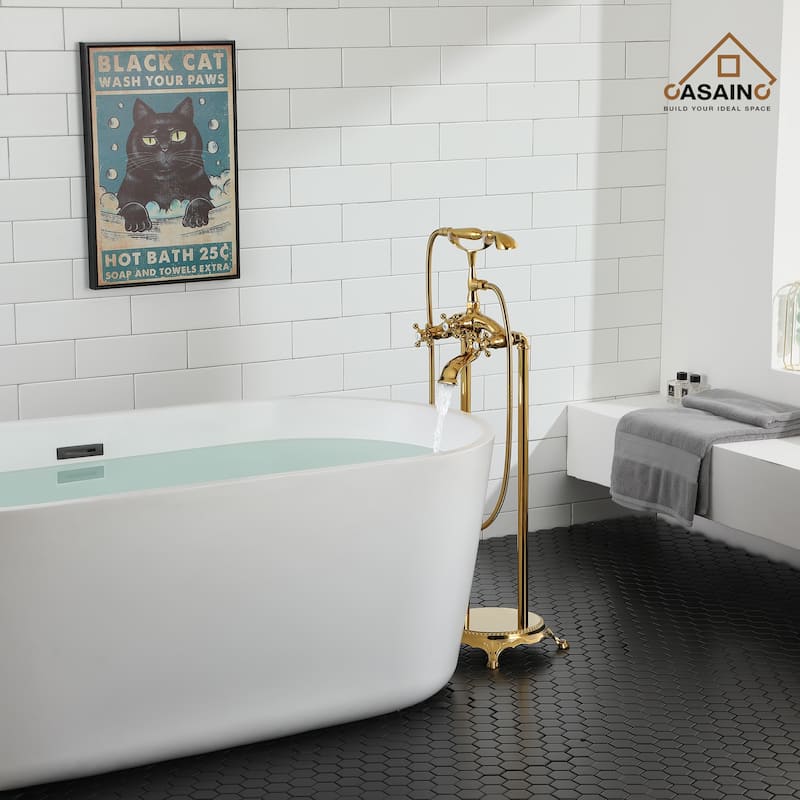 CASAINC 2-Function Free Standing Bathtub Faucet with 360 Degree Swivel Spout