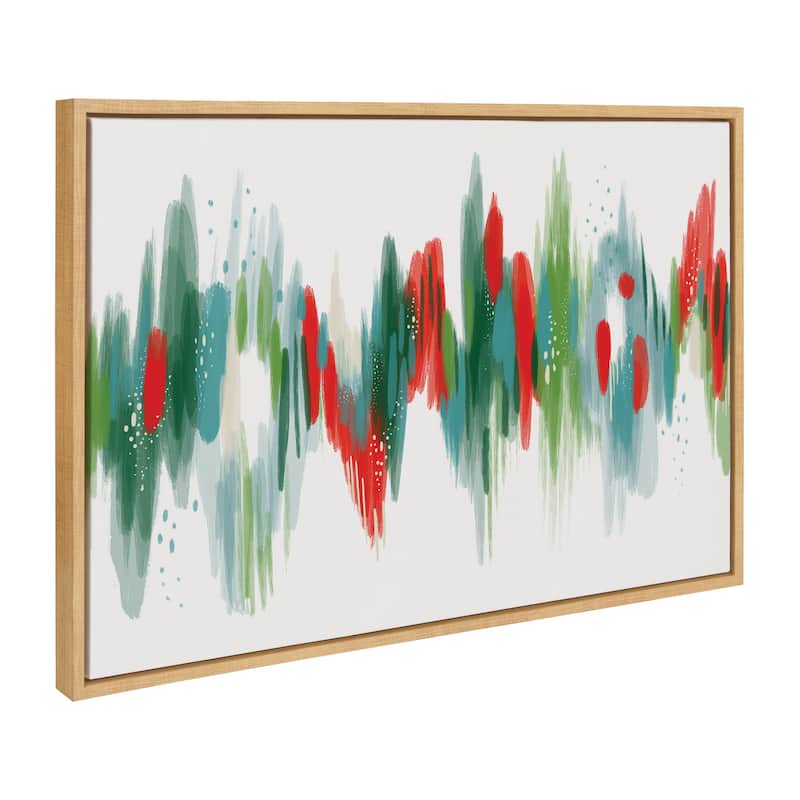 Kate and Laurel Sylvie EV Christmas Brush 1 Framed Canvas by Jessi Raulet of Ettavee - 23x33 - Natural