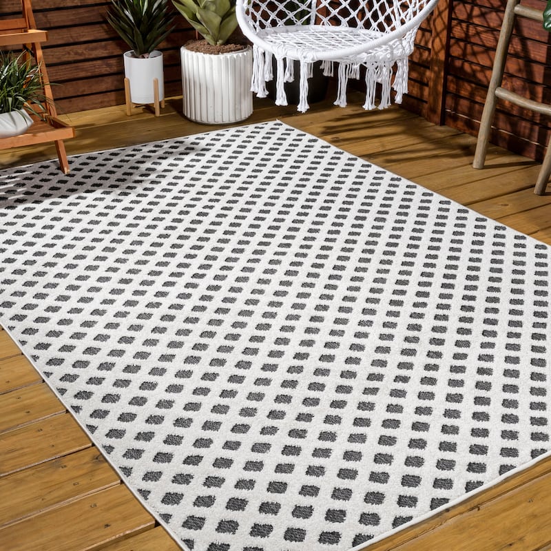 JONATHAN Y Citta High-Low Pile Mini-Diamond Trellis Indoor/Outdoor Area Rug