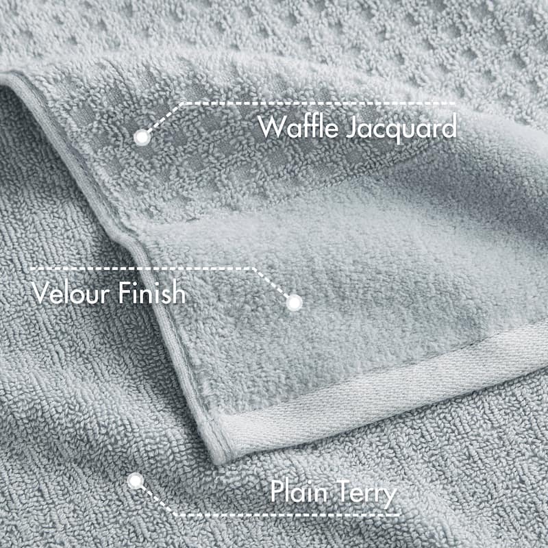 Madison Park Spa Waffle Cotton Waffle Jacquard Antimicrobial Bath Towel 6 Piece Set