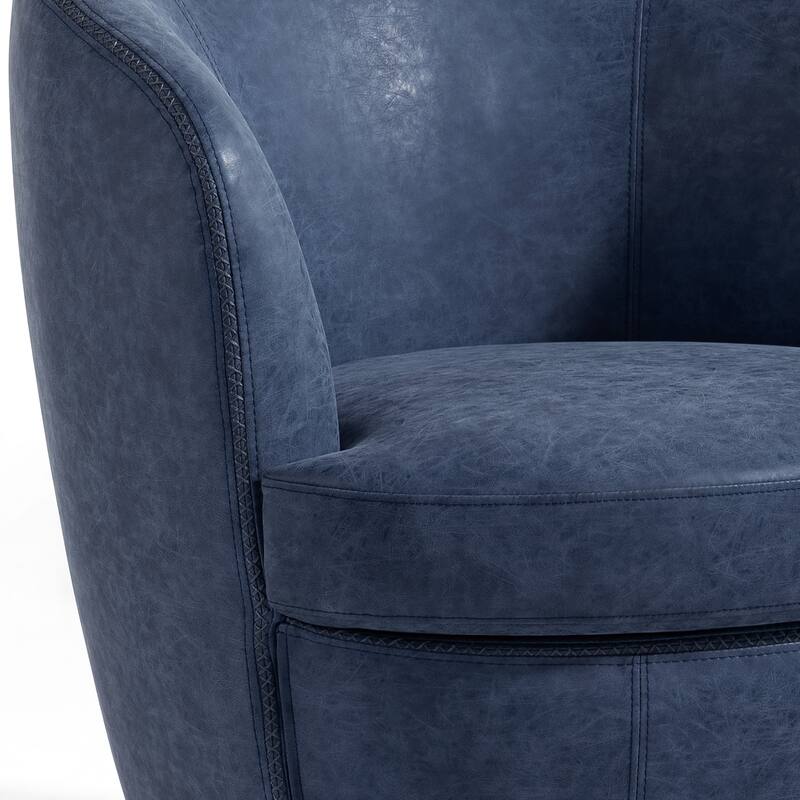 Modern Upholstery Barrel Swivel Chair Faux Leather