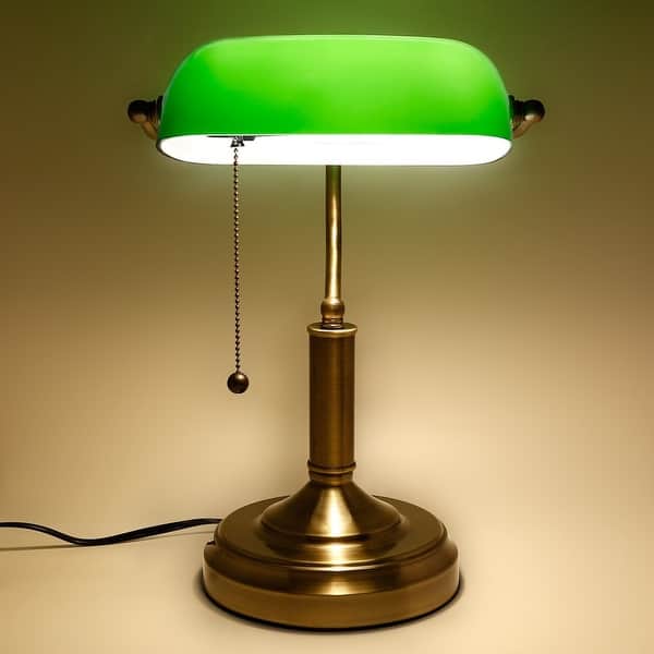 Traditional Antique Style Banker Lamp Vintage Green Traditional Antique Style Banker Lamp Vintage Green