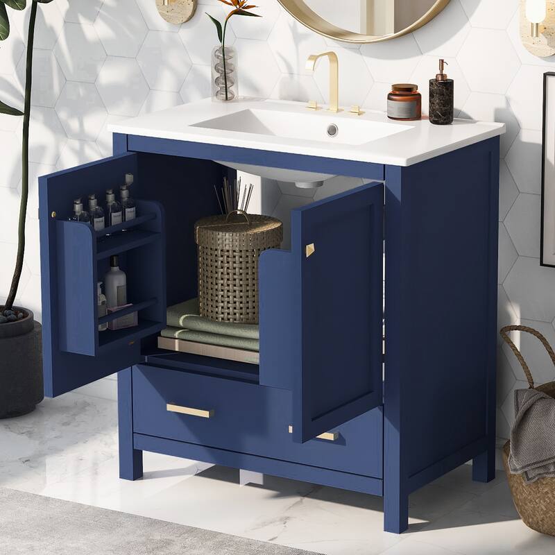 Bathroom Vanity with Single Sink, 2 Soft Closing Doors and 1 Drawer