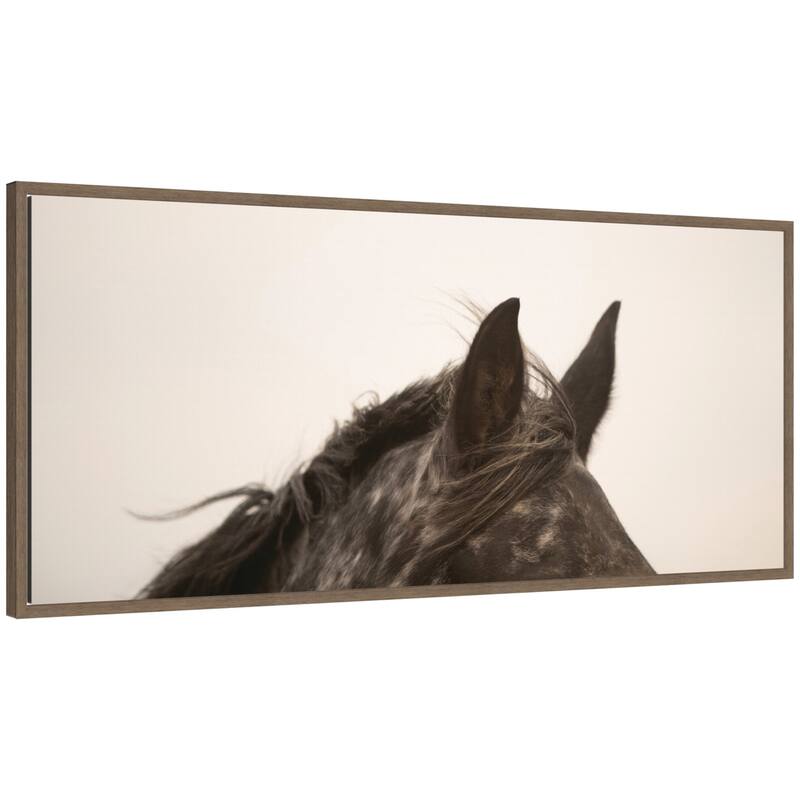 Kate and Laurel Horse Ears Panel by Crystal Lynn Collins Framed Canvas Wall Art Print - 18x40 - Walnut