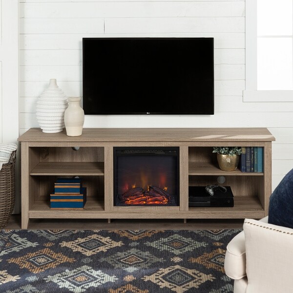 Shop 70 Inch Espresso Fireplace Tv Stand Console With Adjustable