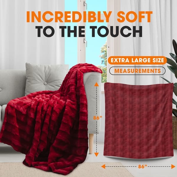 dimension image slide 6 of 31, Cheer Collection Faux Fur/ Microplush Reversible Throw Blanket