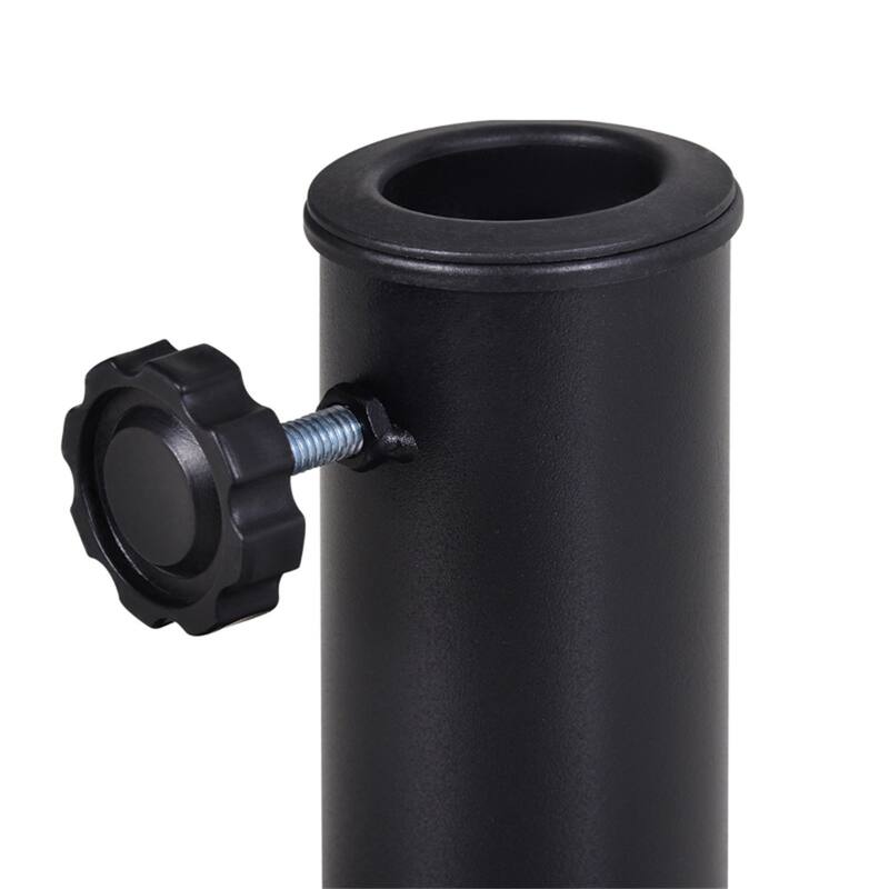 Half Umbrella Stand Black Resin Base with Steel Pole Decorative Flower Design Fits 1.5 and 1.9 Inch Poles