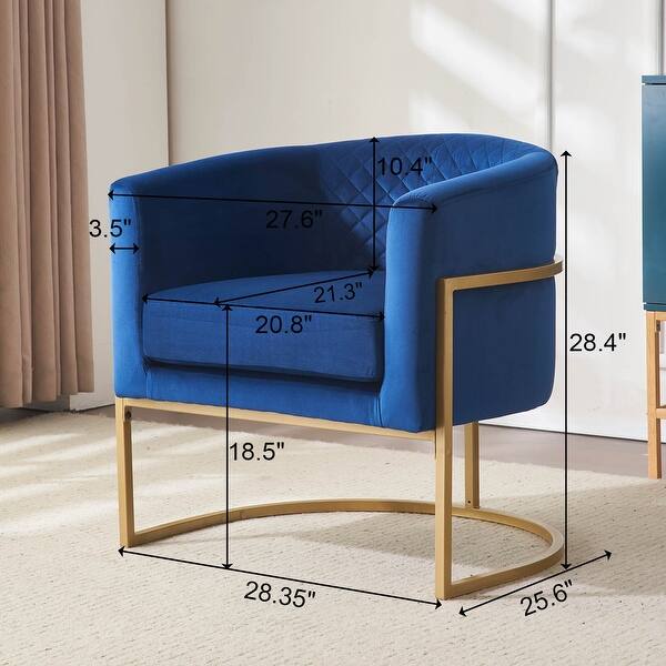 Upholstered velvet chair Gold metal bracket, medieval living room office tea room lounge chair with curved backrest