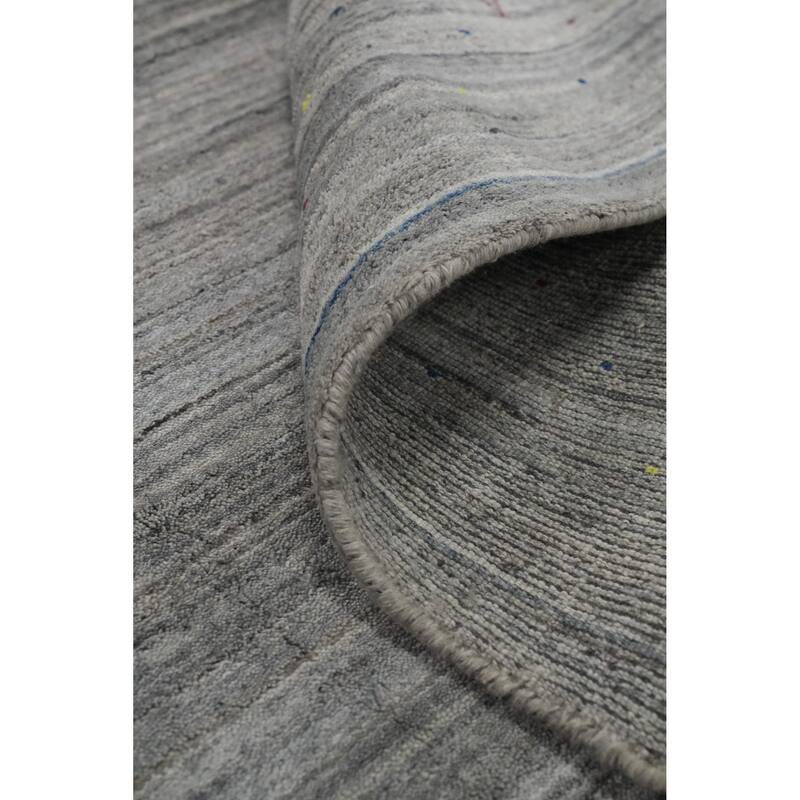 Hand Knotted Oriental Viscose Silk Carpet Tribal Animal Pictorial Greys & Charcoal Gabbeh Area Rug - 11' 10'' X 9' 11''