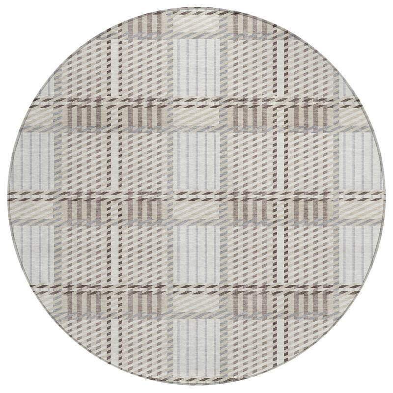 Machine Washable Indoor/ Outdoor Geometric Stripe Chantille Rug