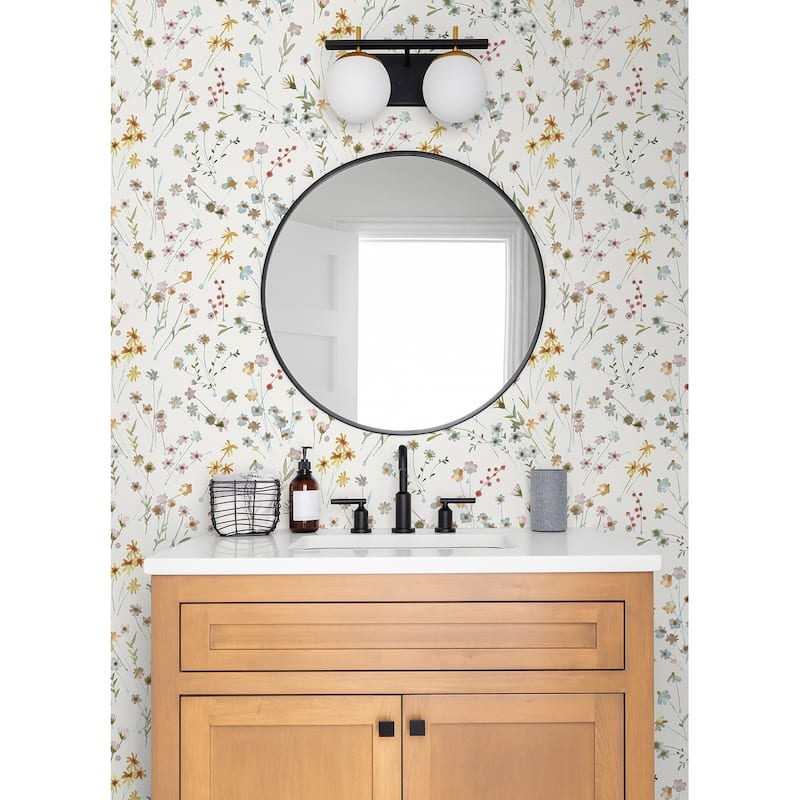 Advantage Heidi Yellow Watercolor Florals Wallpaper