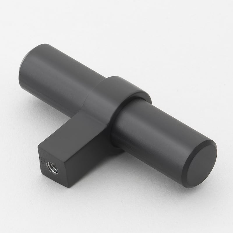 GlideRite 10-Pack 2-1/4-inch Solid Steel Euro Cabinet T-Knob Black