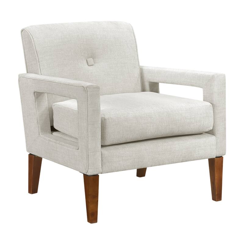 Vivian 29" Chenille Chair - Walnut Finish Solid Wood Legs - Beige