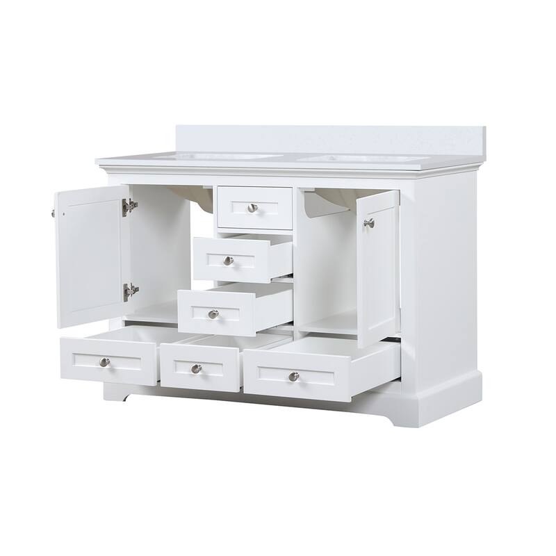 Dukes 48 in. W x 22 in. D Dark Grey Double Bath Vanity and White Quartz Top