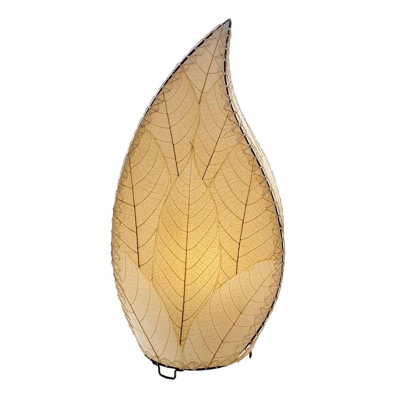 Eangee Handmade 24 Inch Leaflet Lamp, Cocoa Leaves Shade, 12 x 6 x 24 in. - 12 x 6 x 24