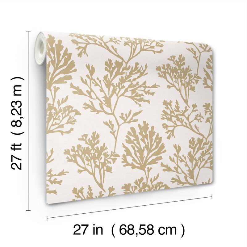 A-Street Prints Tortuga Gold Coral Weave Wallpaper