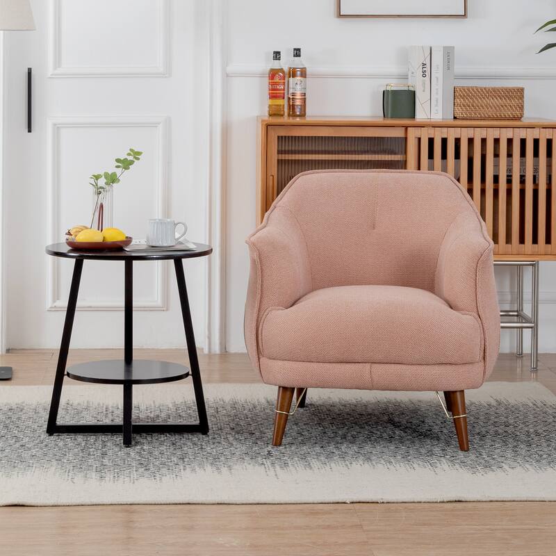 XINMICS Mid-Century Modern Accent Chair, Tufted Upholstered Armchair for Living Room, Bedroom, Set of 1