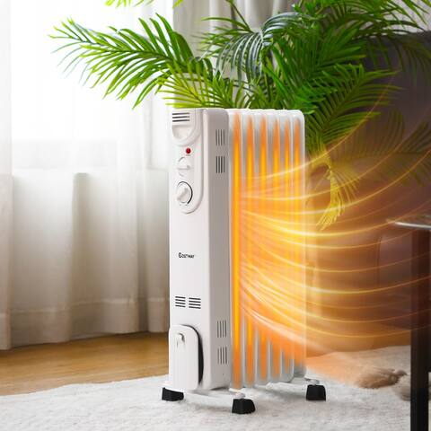 Costway 1500W Electric Oil Filled Radiator Space Heater 5-Fin