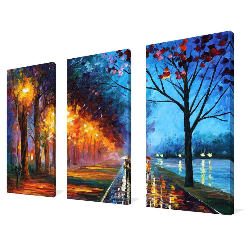 "Alley By The Lake" by Leonid Afremov 3 Piece Set on Canvas