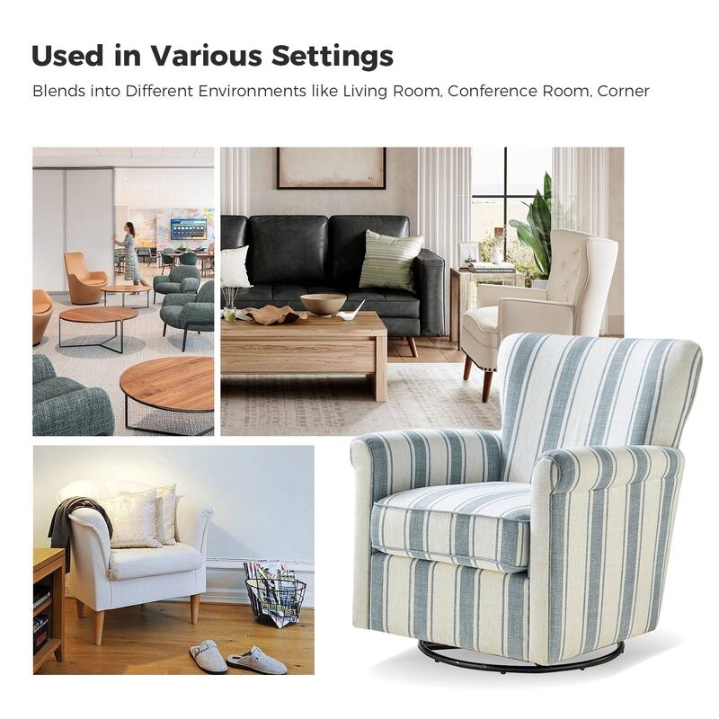 Georg Comfortable Floral Fabric Swivel Rocker Chair with Rolled Armrest by HULALA HOME