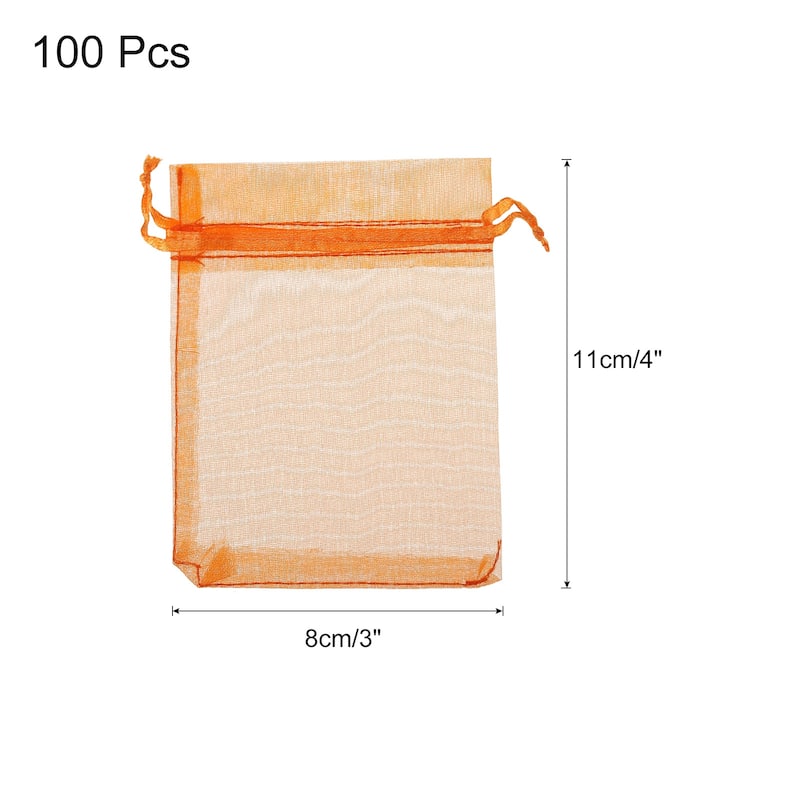 100pcs Organza Bags Drawstring Favor Pouches Sheer Mesh Bag for Party