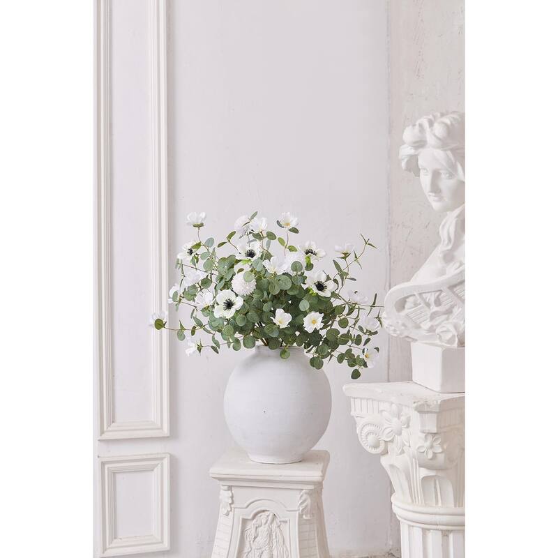 14pcs 32inch Fake Flowers Home Decor Faux Eucalyptus Greenery Stems Branches for Vase White Artificial Flowers