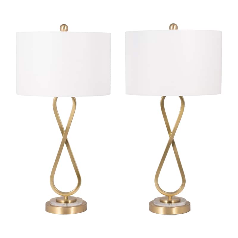 Sagebrook Home Modern Glam Metal Set Of 2 28" Infinity Table Lamps, Gold, Geometric - 14" x 14" x 28"