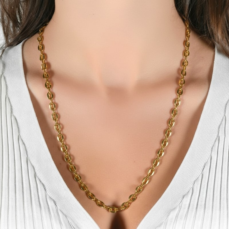 Bliss Diamond Yellow Gold Mariner Women's 24" Chain Necklace 22 Grams 7mm Thick