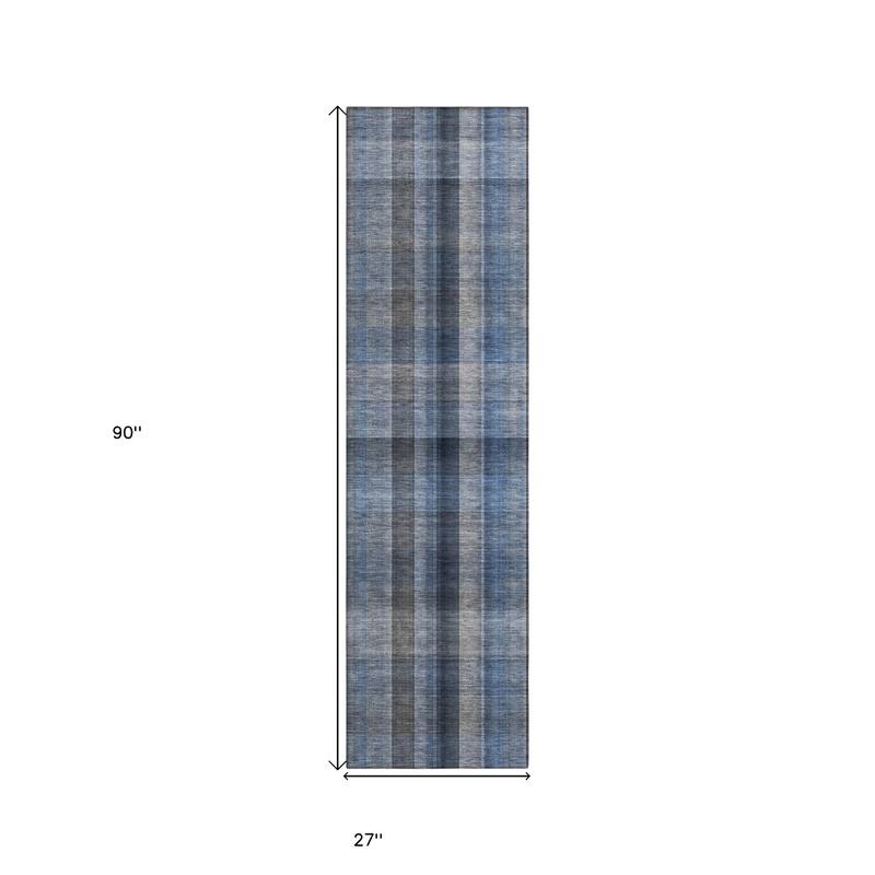 Sax Plaid Weather Resistant Blended Style Outdoor Rug
