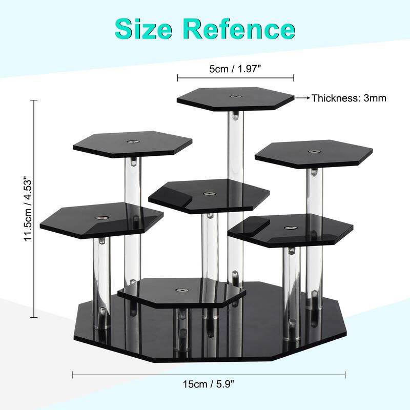 Acrylic Display Stand for Figures 7 Tier Acrylic Riser for Cupcake Black - Black