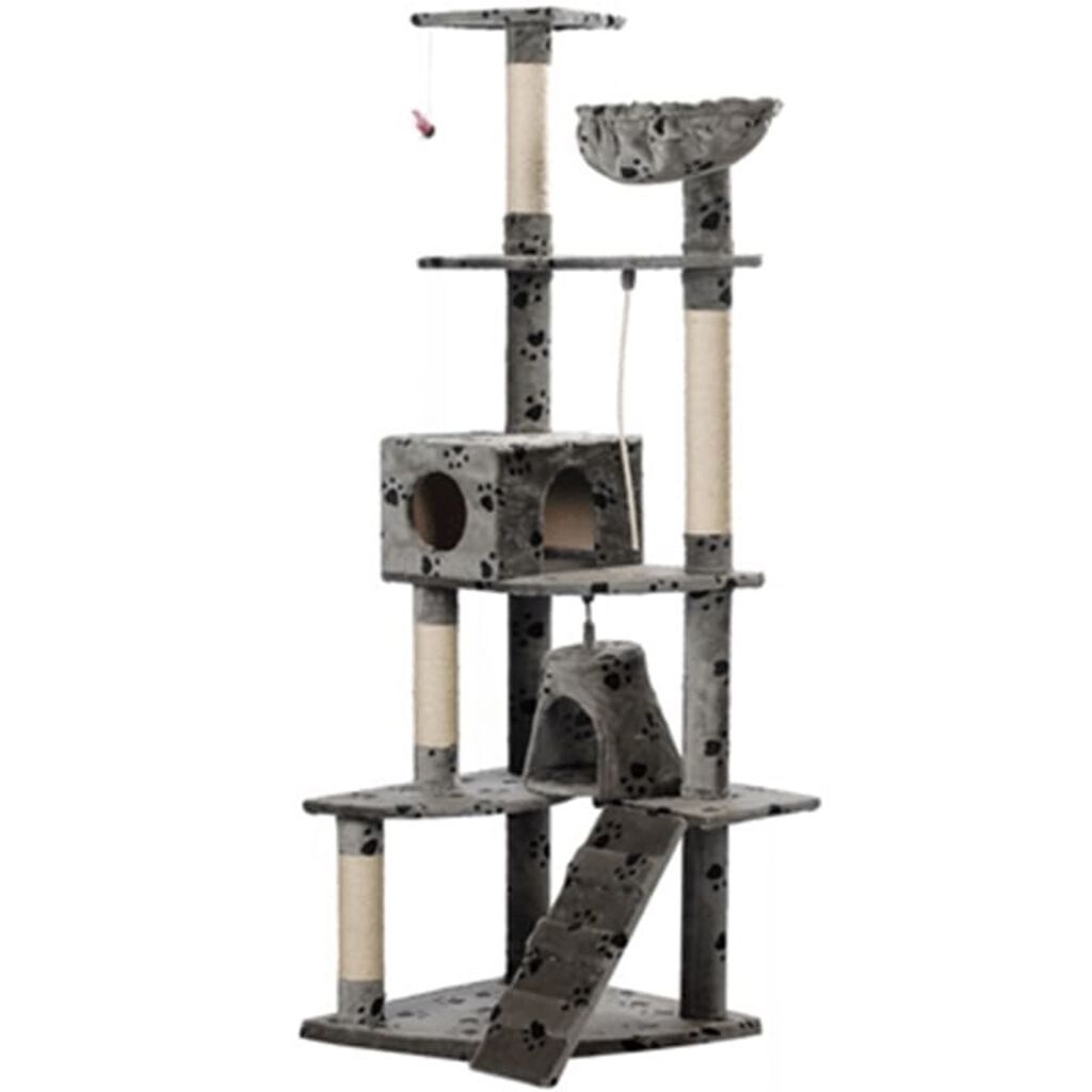 Shop Vidaxl Cat Tree 75 Gray With Paw Prints Plush Free